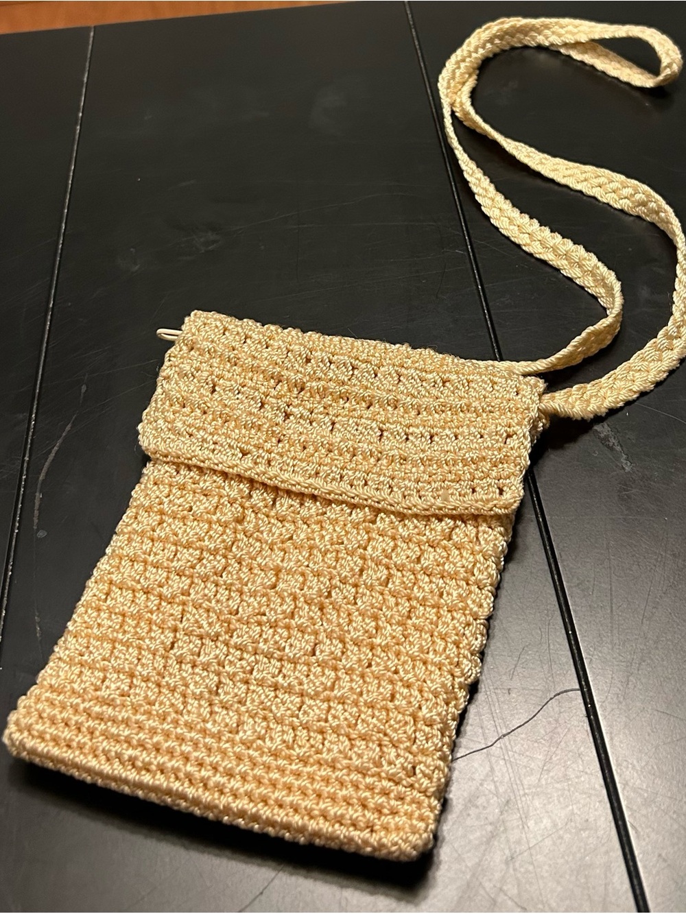 Woven SAK Crossbody Pouch Bag in Light Gold